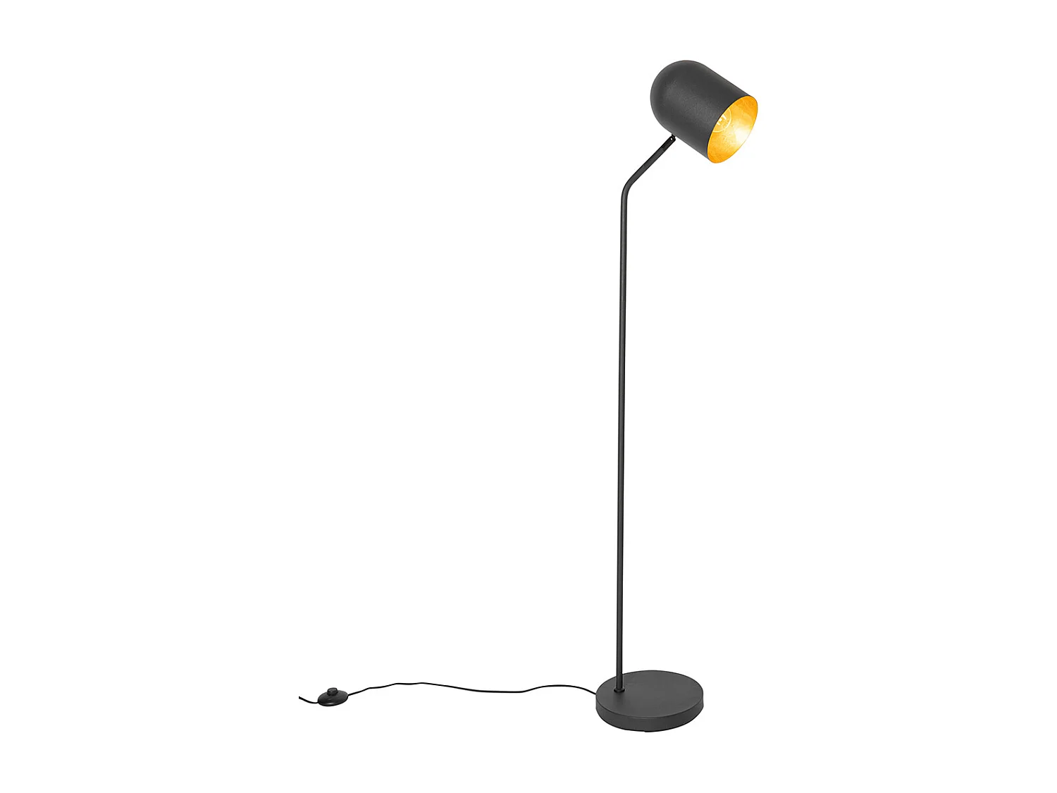 Lampadaire moderne noir avec or réglable - Morik