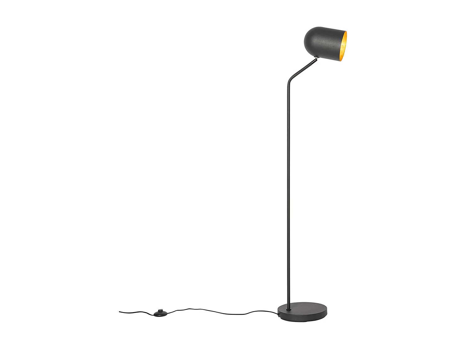 Lampadaire moderne noir avec or réglable - Morik