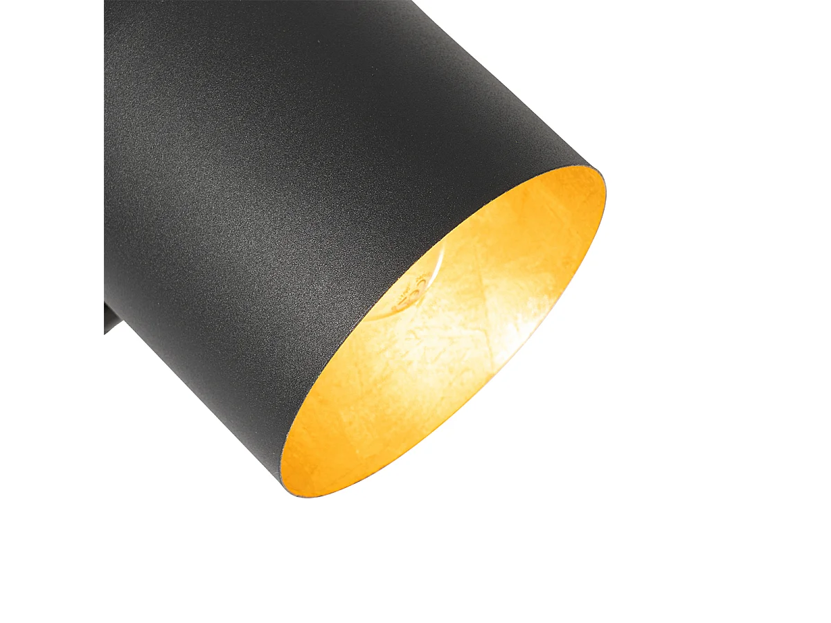Lampadaire moderne noir avec or réglable - Morik