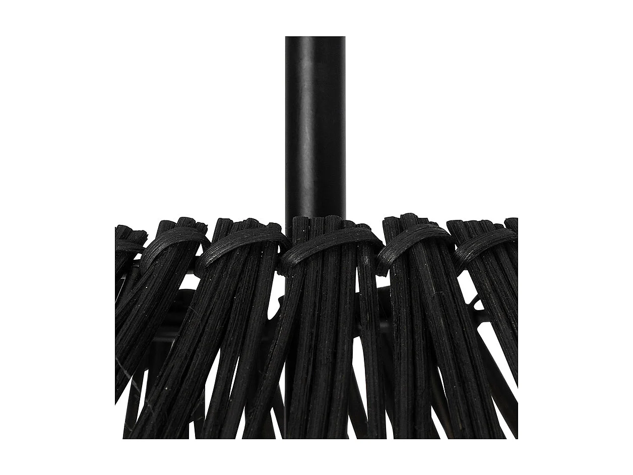 Lampadaire rural noir avec rotin - Sam