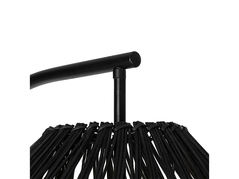 Lampadaire rural noir avec rotin - Sam