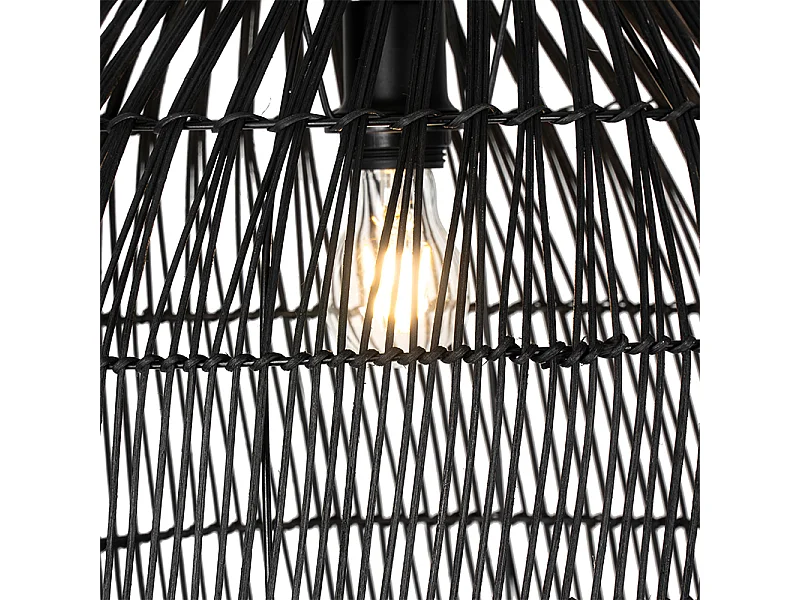 Lampadaire rustique noir avec rotin - Sam