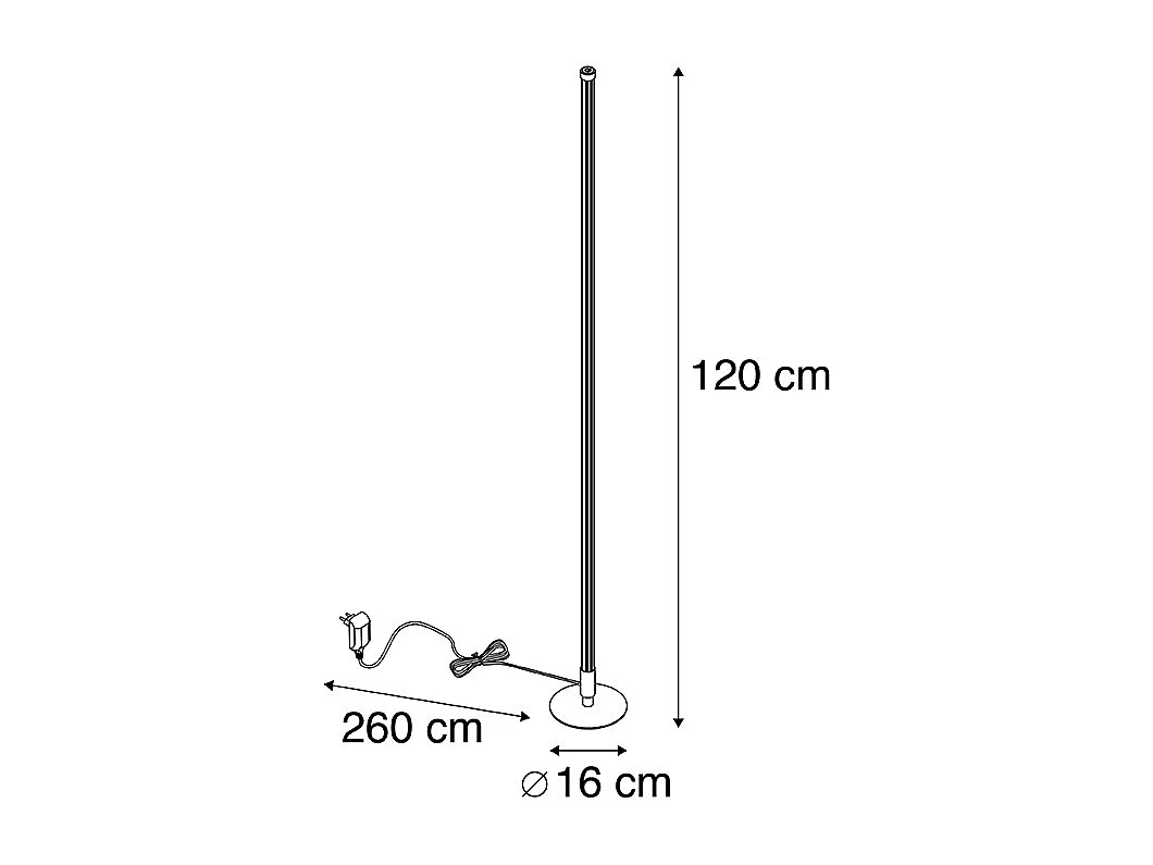Lampadaire noir avec LED avec variateur tactile dimmable 3 niveaux - Line-up