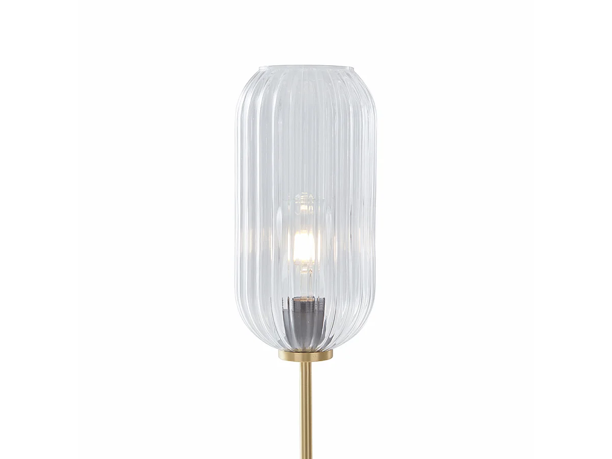 Lampadaire Art Déco en laiton et verre clair - Rid