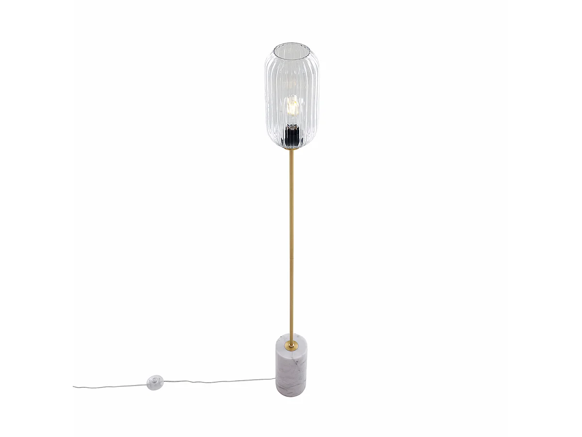 Lampadaire Art Déco en laiton et verre clair - Rid