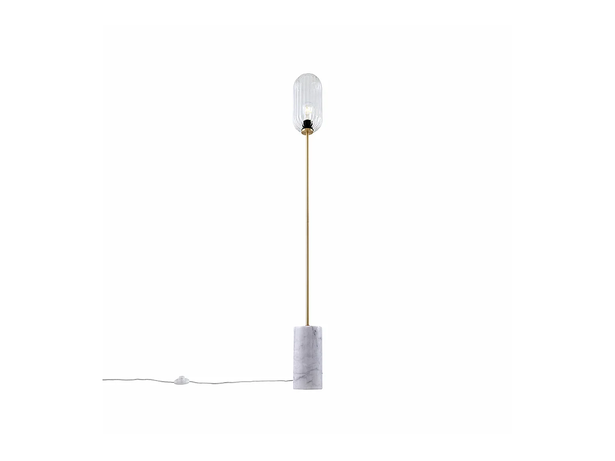 Lampadaire Art Déco en laiton et verre clair - Rid