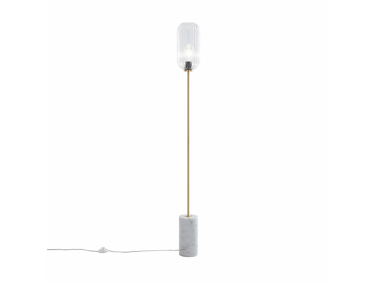 Lampadaire Art Déco en laiton et verre clair - Rid