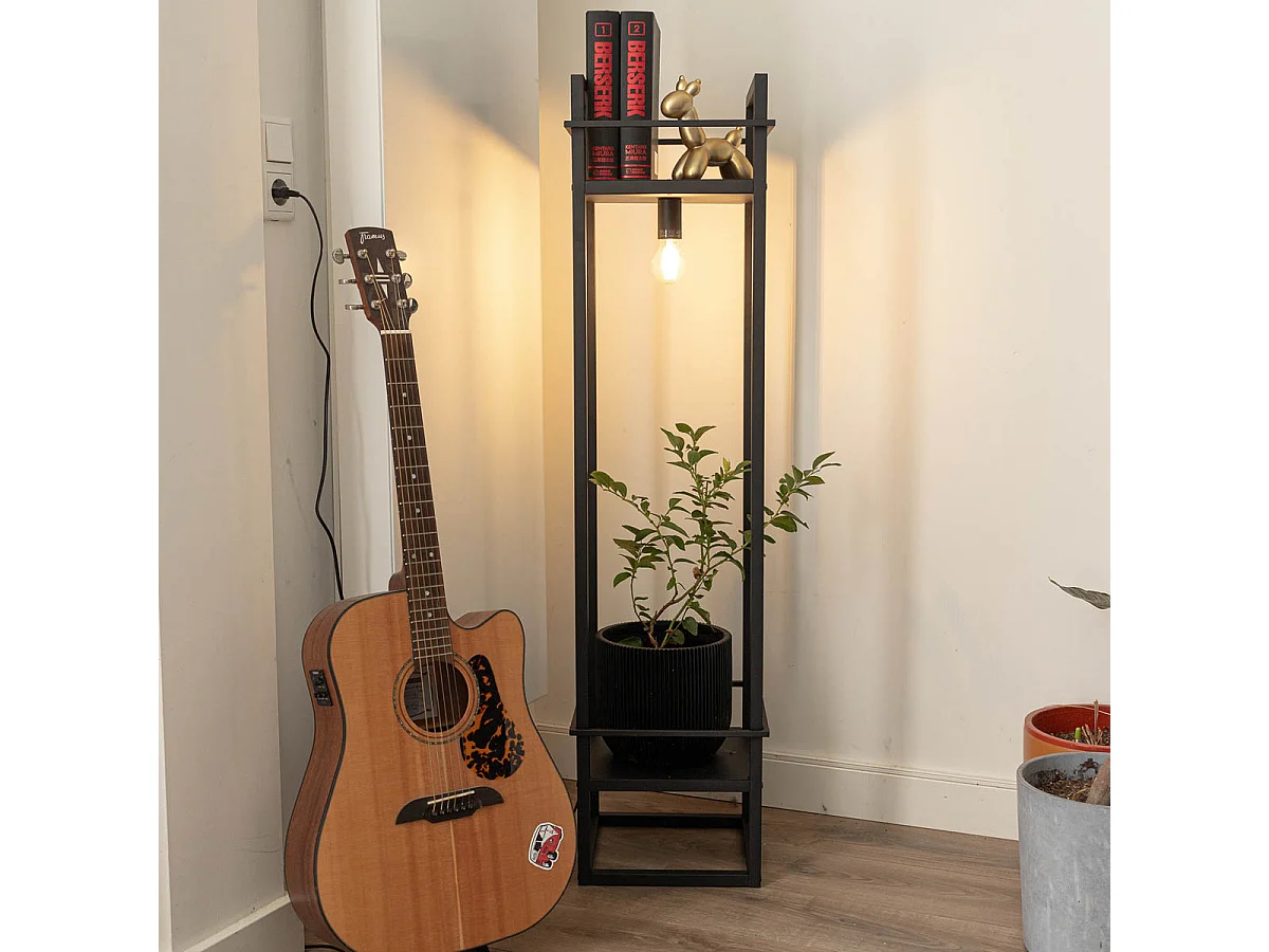 Lampadaire industriel noir - Cage Rack