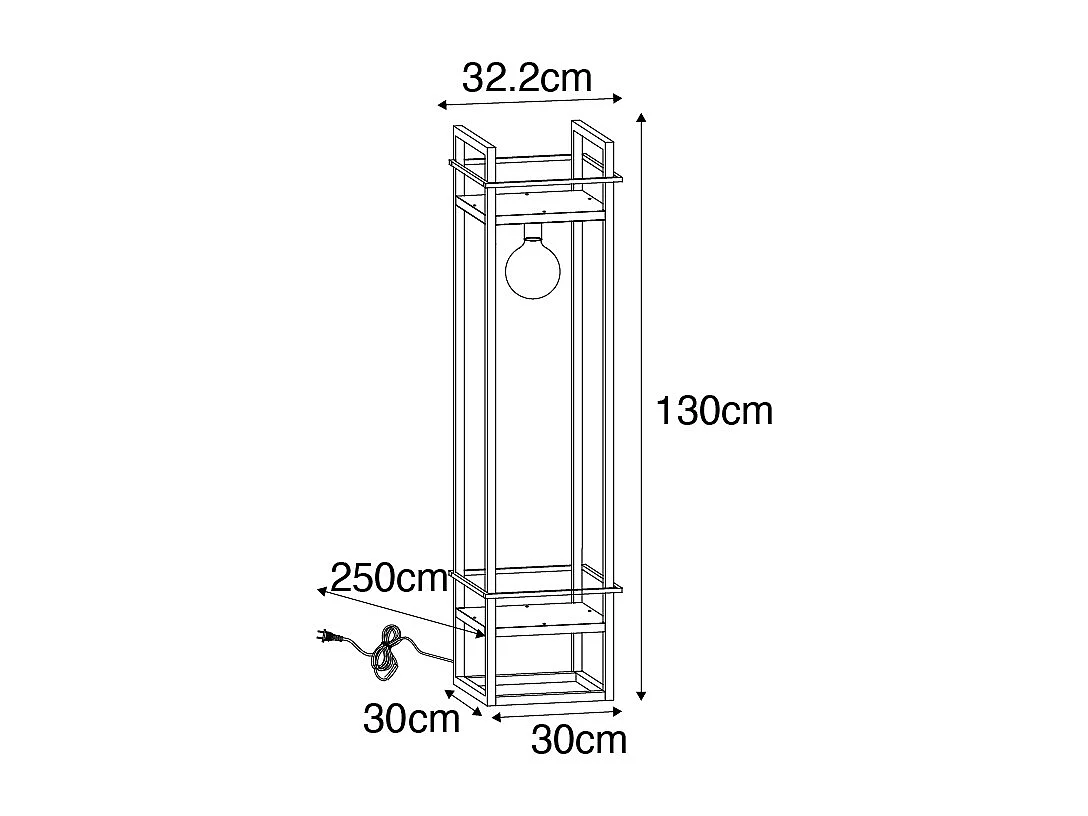 Lampadaire industriel noir - Cage Rack
