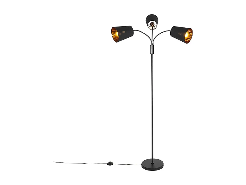 Lampadaire moderne noir 3 lumières - Carmen
