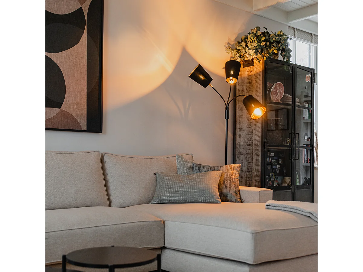 Lampadaire moderne noir 3 lumières - Carmen