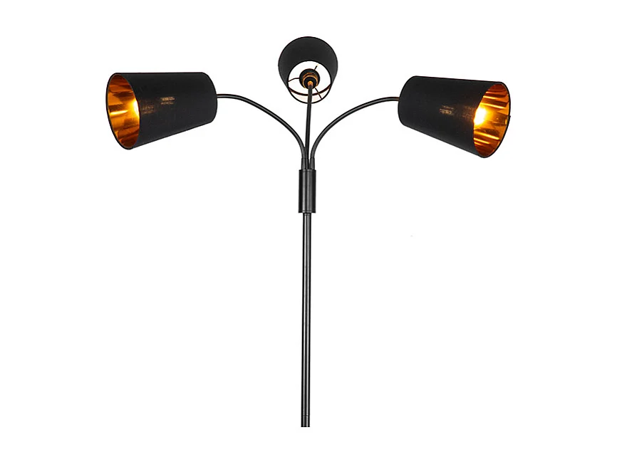 Lampadaire moderne noir 3 lumières - Carmen