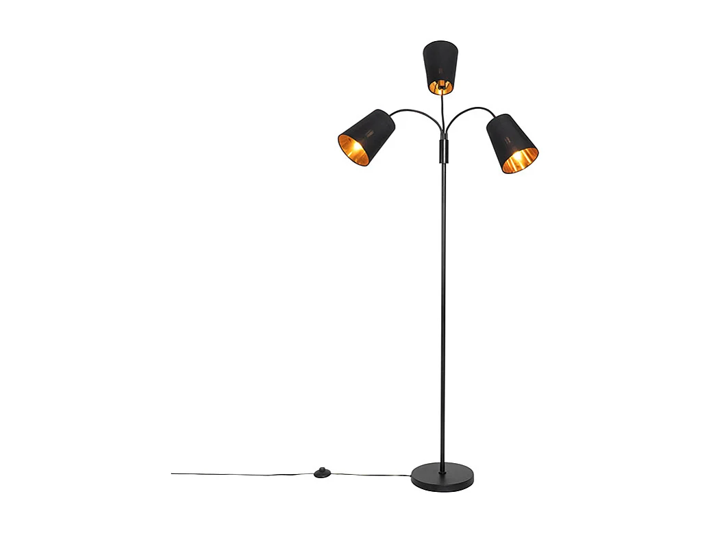 Lampadaire moderne noir 3 lumières - Carmen