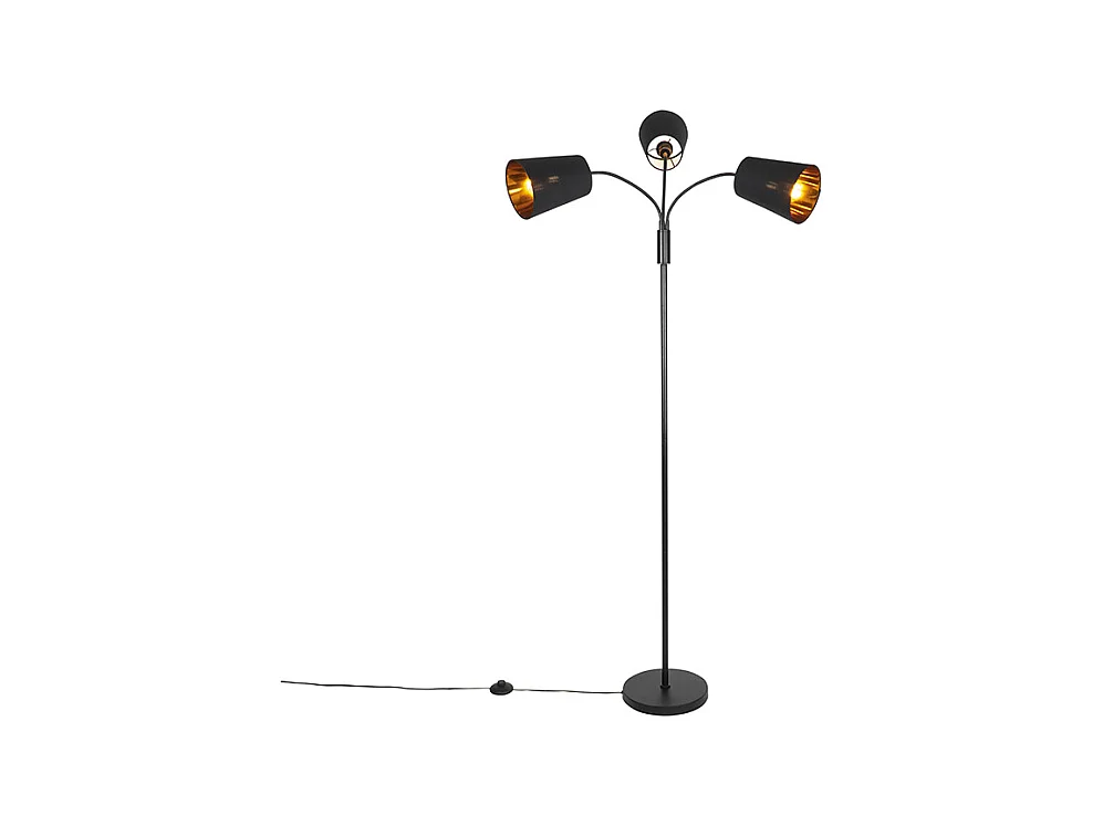 Lampadaire moderne noir 3 lumières - Carmen