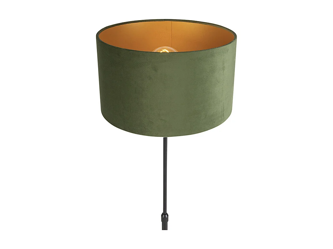 Lampadaire noir avec abat-jour en velours vert et or 35 cm - Parte