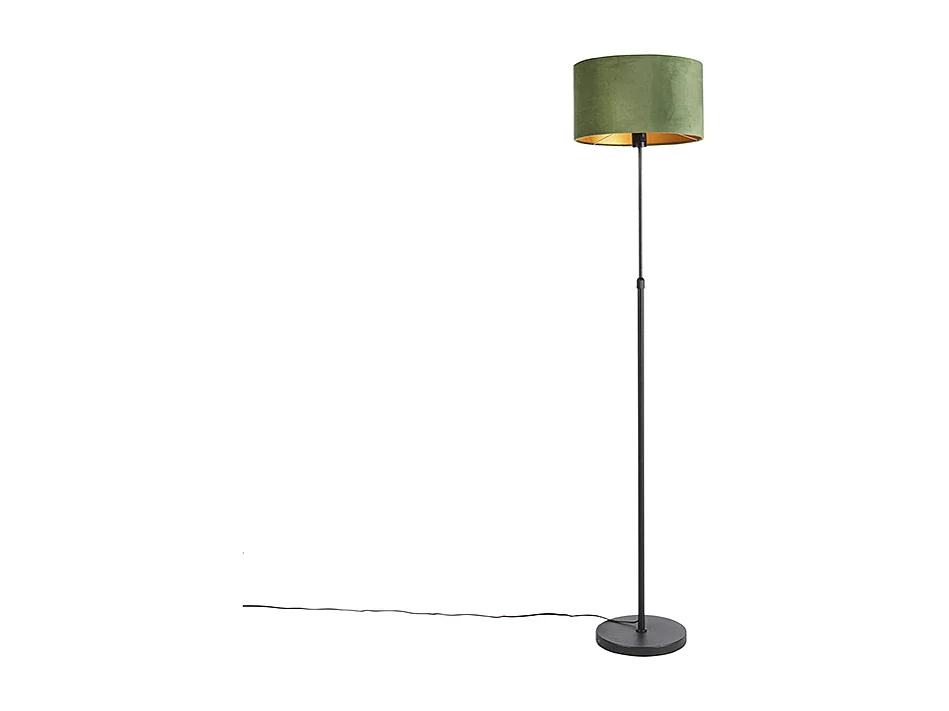 Lampadaire noir avec abat-jour en velours vert et or 35 cm - Parte