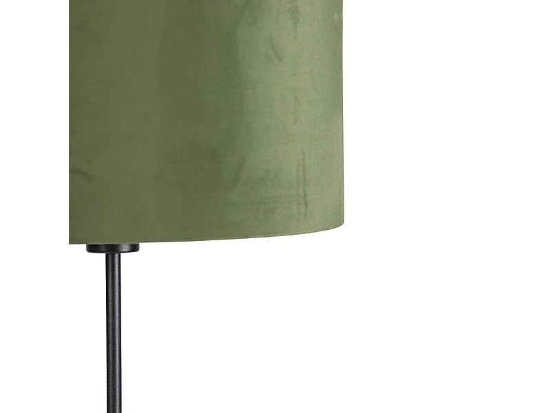 Lampadaire noir avec abat-jour en velours vert et or 35 cm - Parte