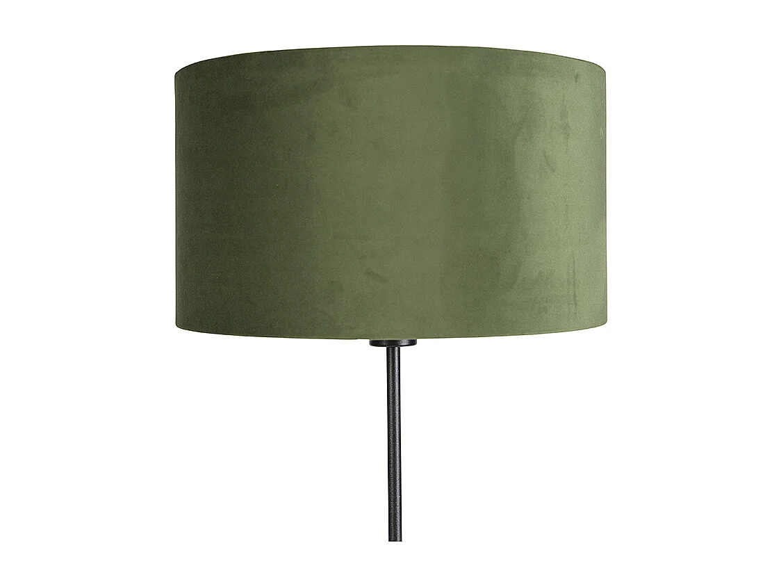 Lampadaire noir avec abat-jour en velours vert et or 35 cm - Parte