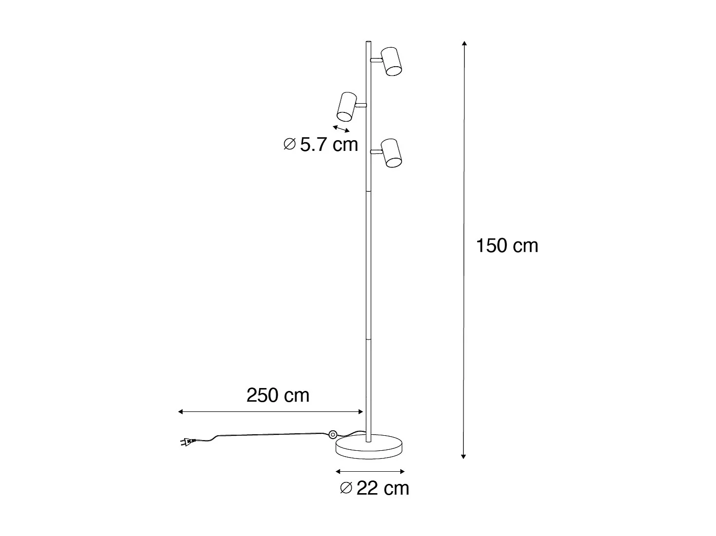 Lampadaire moderne bronze 3 lumières - Jeana