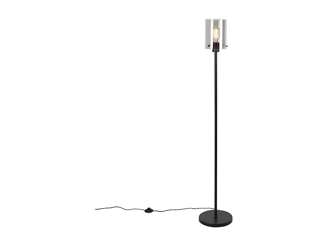 Lampadaire design noir avec verre fumé - Dôme