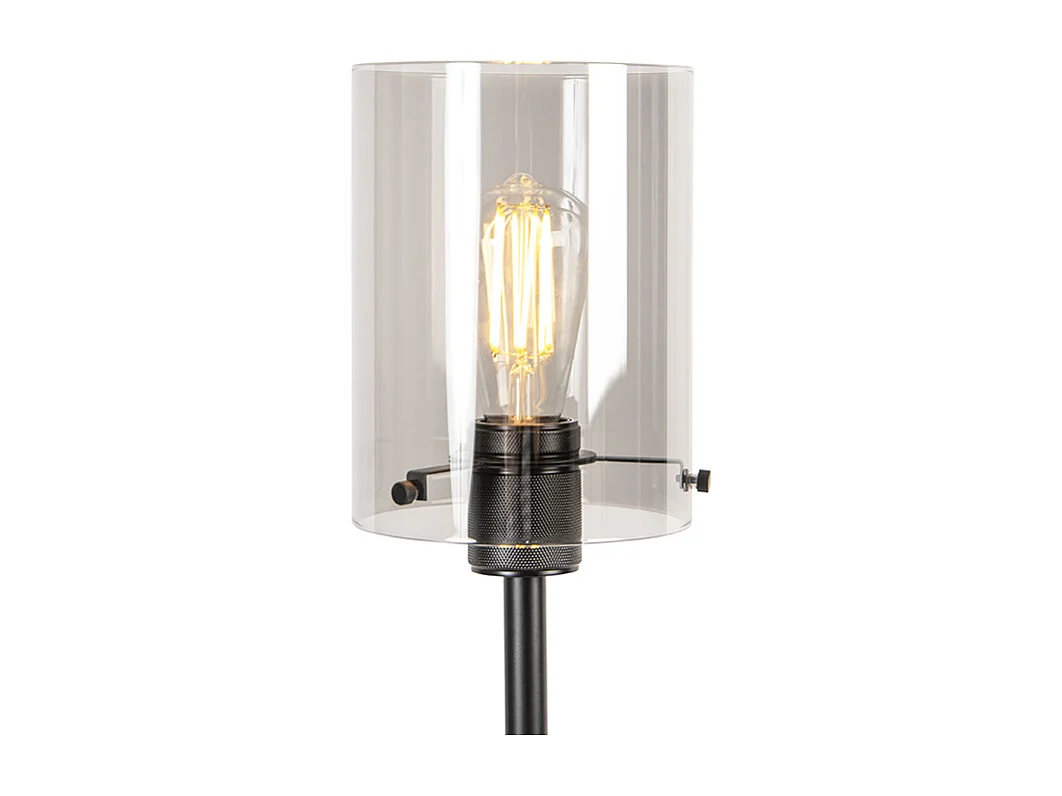 Lampadaire design noir avec verre fumé - Dôme