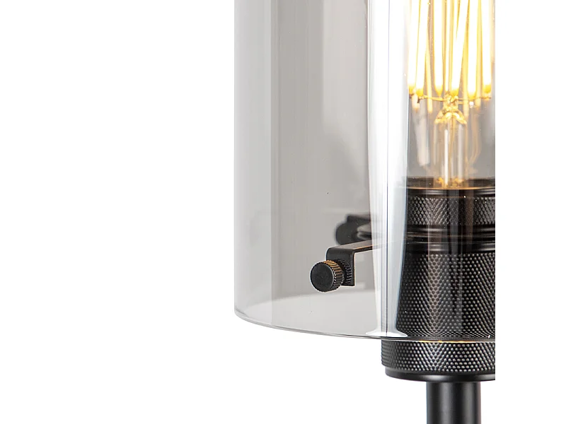 Lampadaire design noir avec verre fumé - Dôme