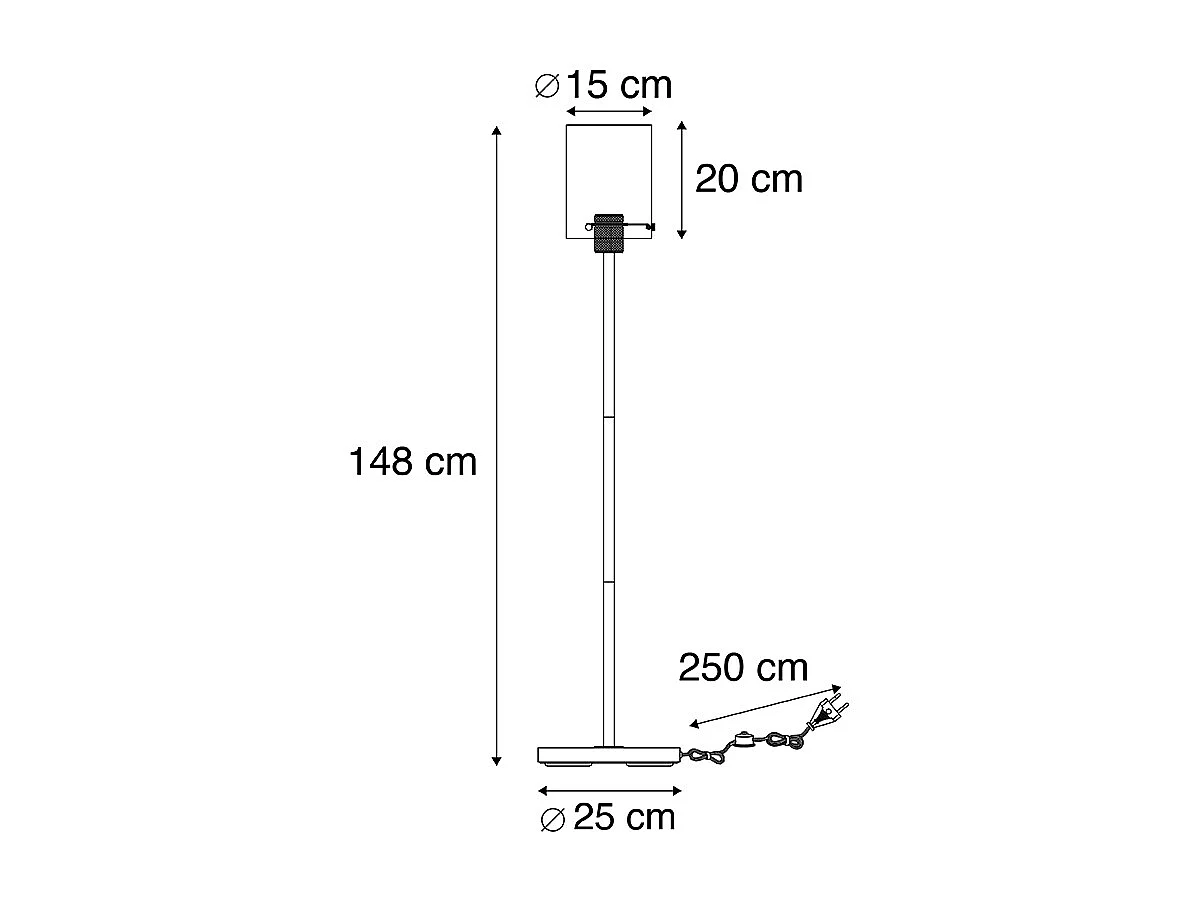 Lampadaire design noir avec verre fumé - Dôme
