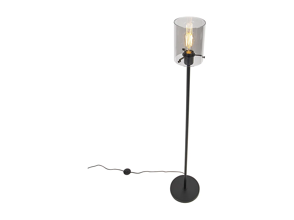 Lampadaire design noir avec verre fumé - Dôme