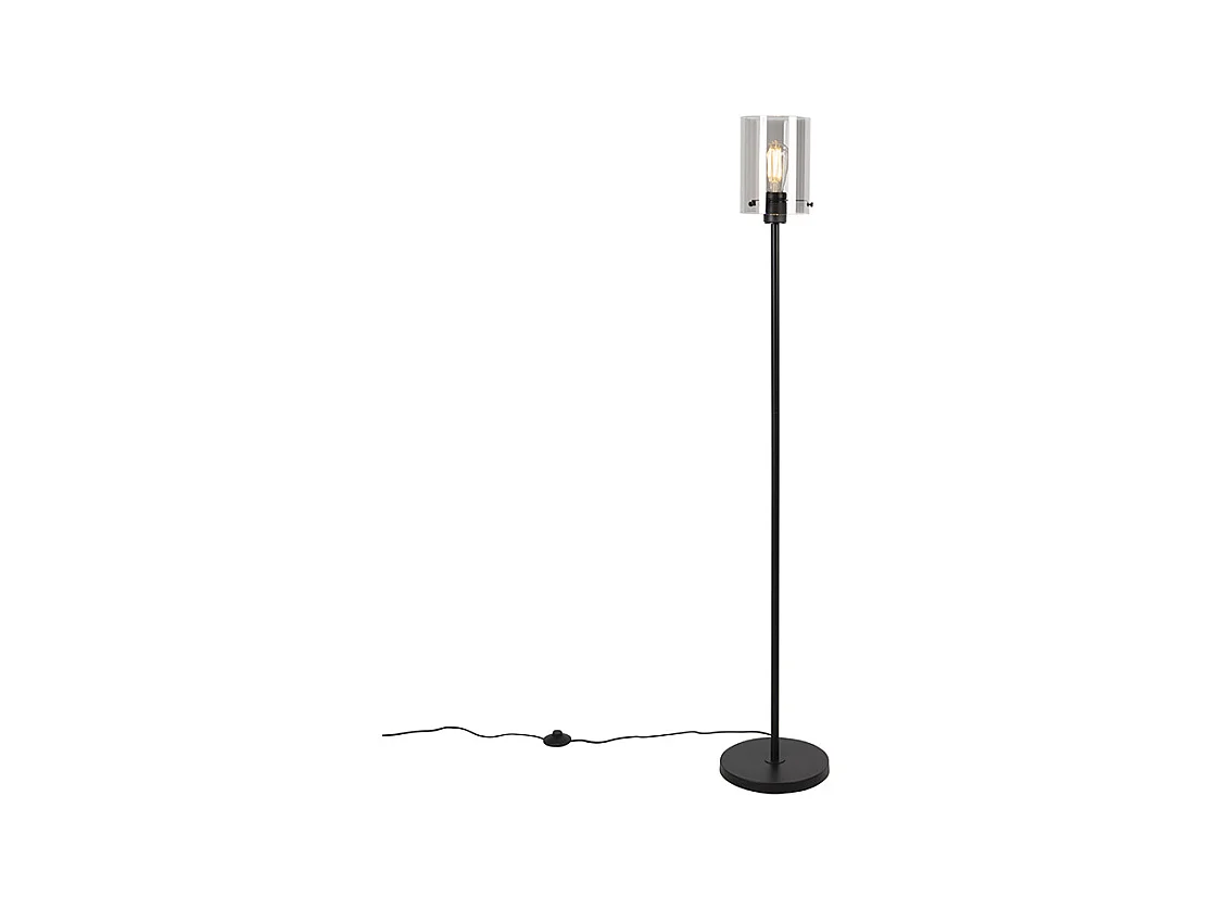 Lampadaire design noir avec verre fumé - Dôme