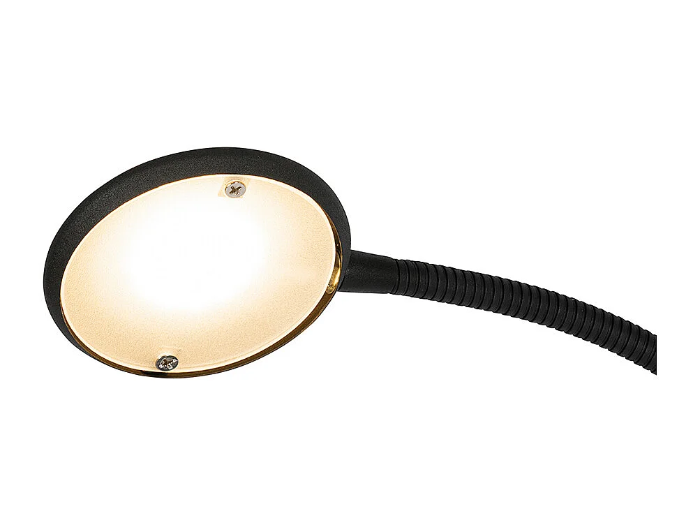 Lampadaire noir avec LED et variateur avec lampe de lecture - Fez