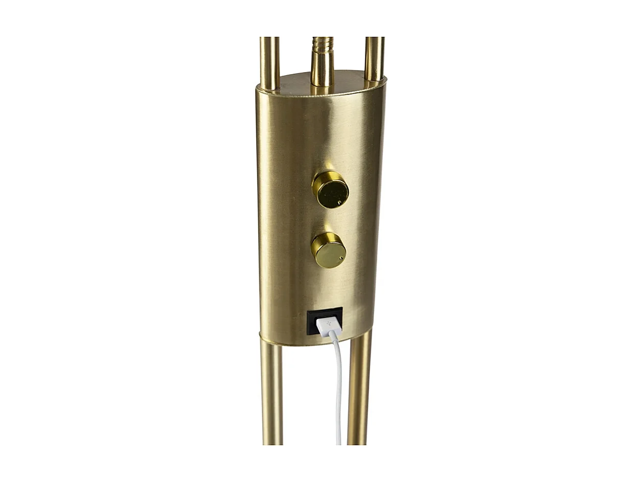 Lampadaire doré avec liseuse avec LED et port USB - Sevilla