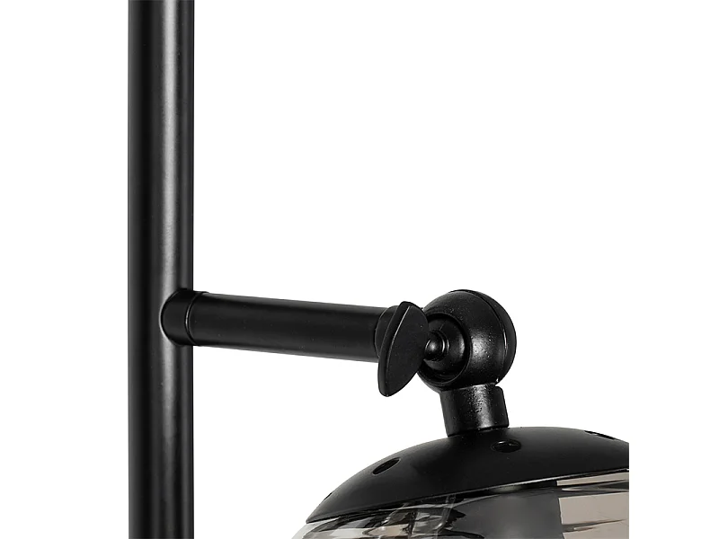 Lampadaire Art Déco noir avec verre fumé 2 lumières - Pallon