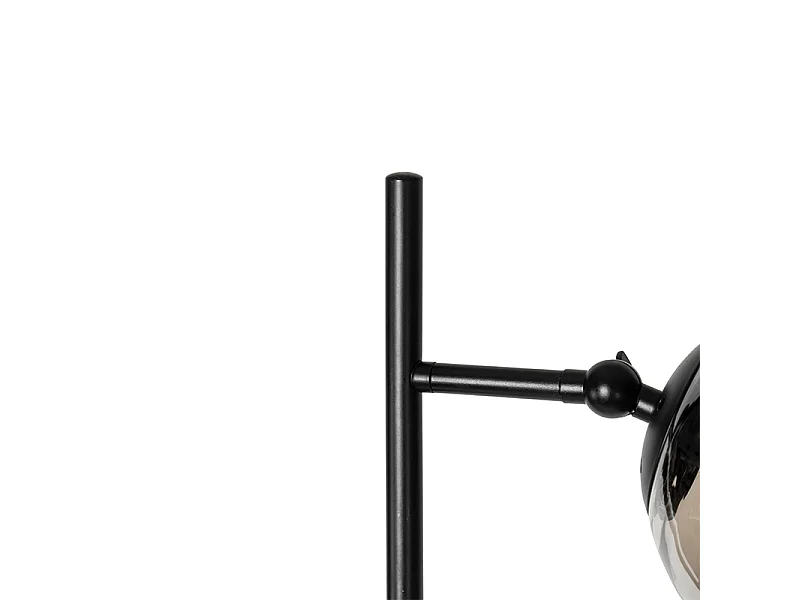 Lampadaire Art Déco noir avec verre fumé 2 lumières - Pallon