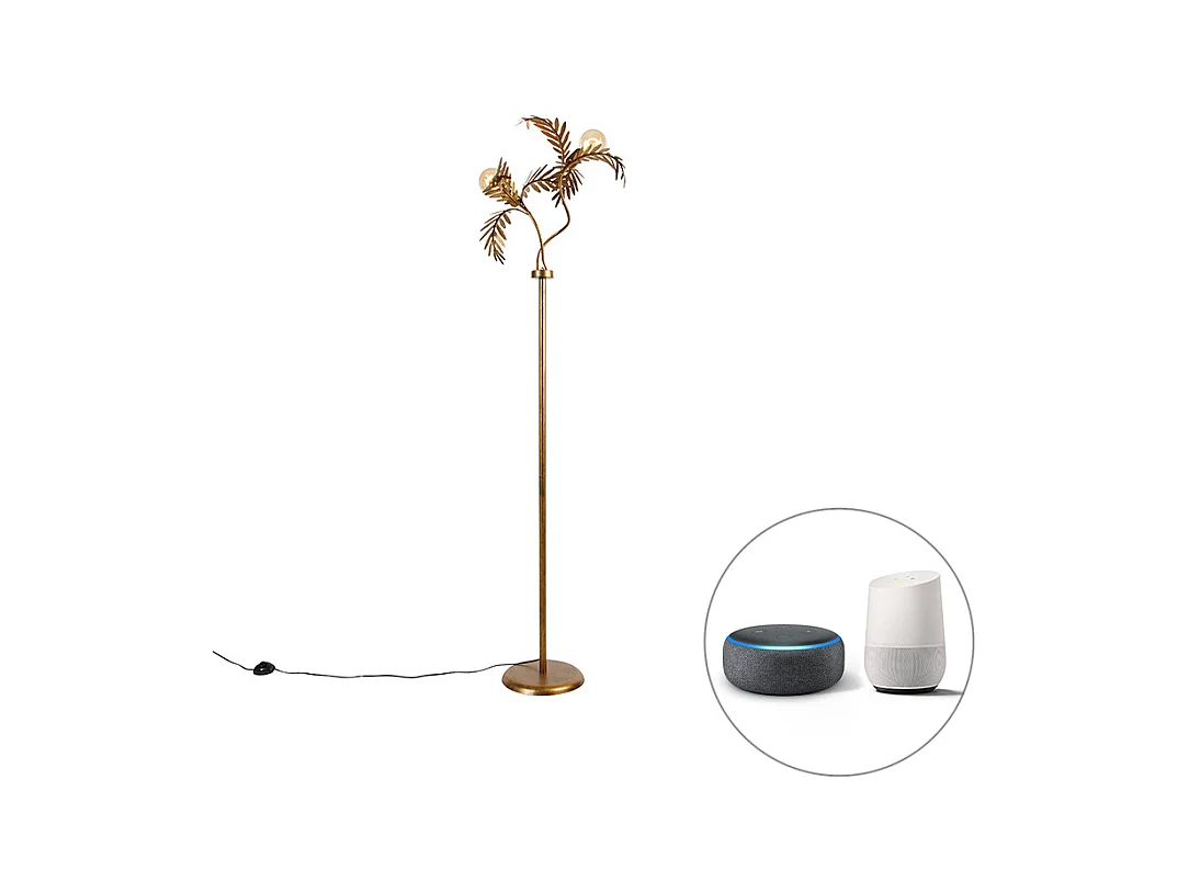Lampadaire intelligent doré 2 lumières avec Wifi G95 - Botanica