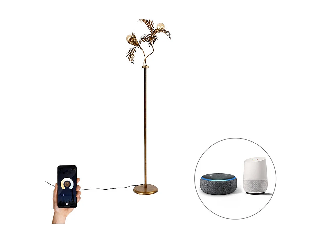 Lampadaire intelligent or 187 cm avec 2 G95 Wifi - Botanica