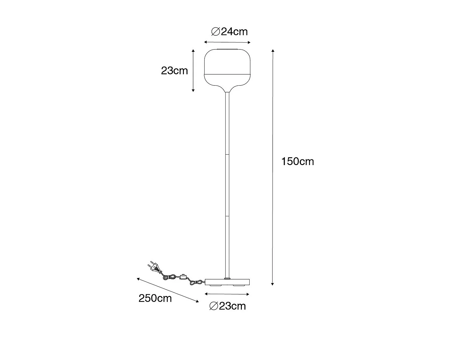 Lampadaire design noir avec verre doré et fumé - Kyan