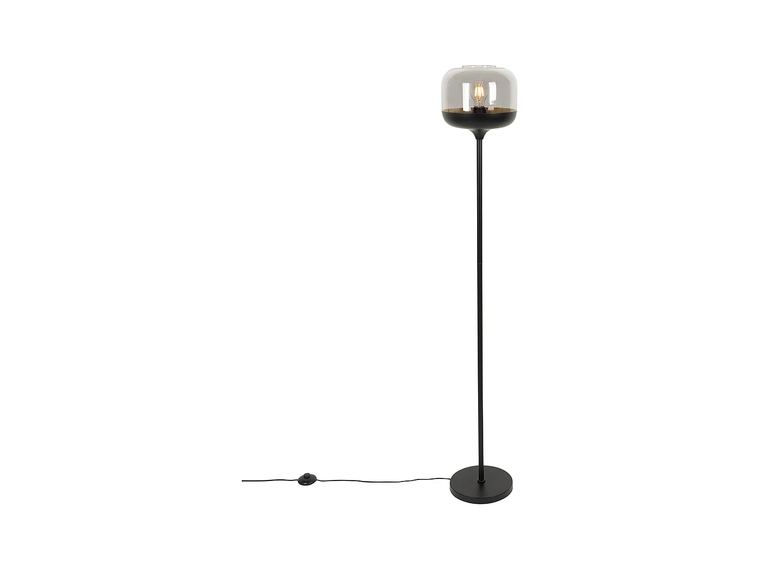 Lampadaire design noir avec verre doré et fumé - Kyan