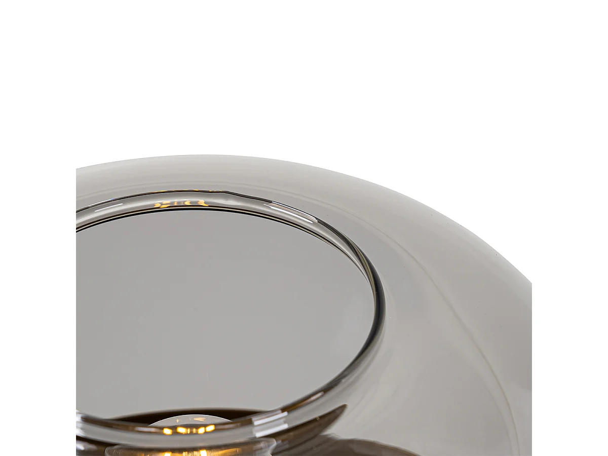 Lampadaire design noir avec doré et verre fumé - Kyan