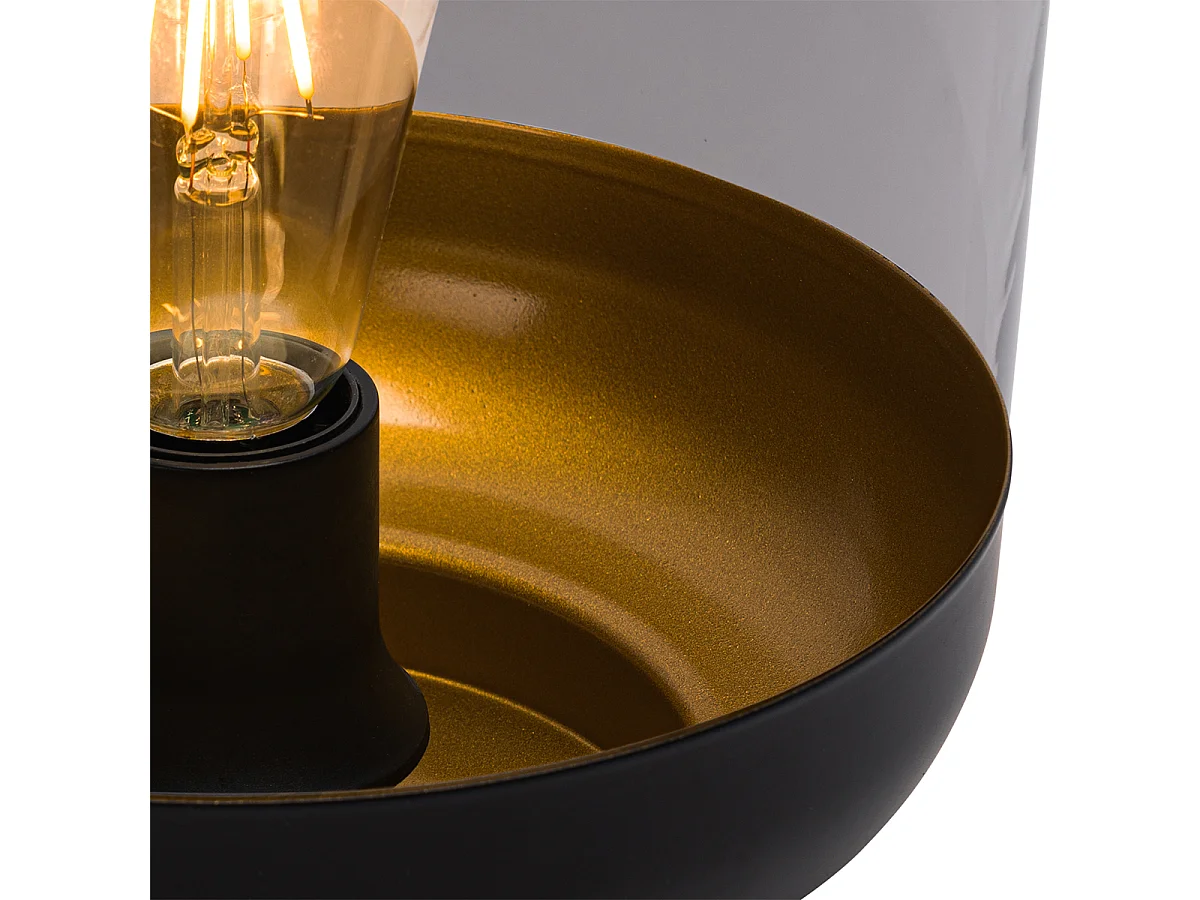 Lampadaire design noir avec doré et verre fumé - Kyan