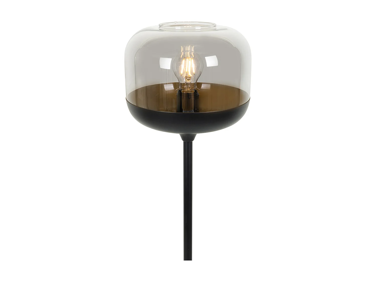 Lampadaire design noir avec doré et verre fumé - Kyan