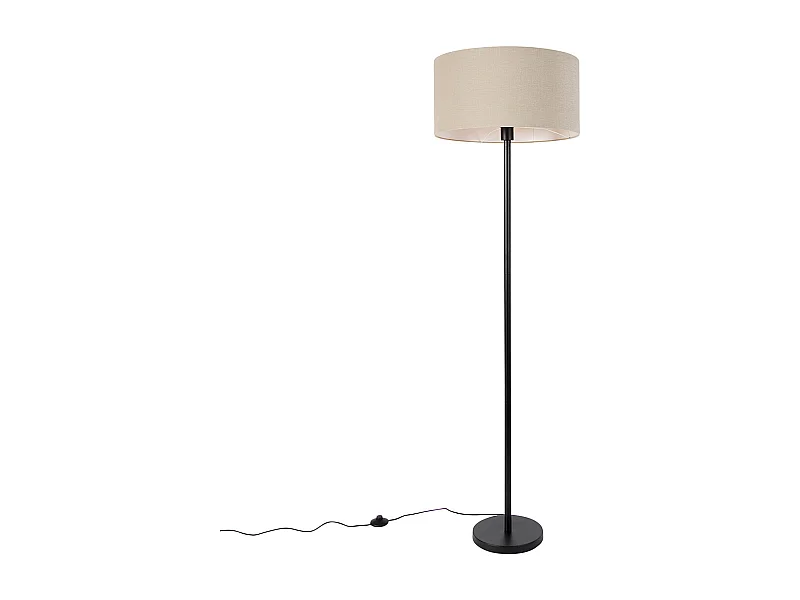 Lampadaire noir avec abat-jour marron 50 cm - Simplo