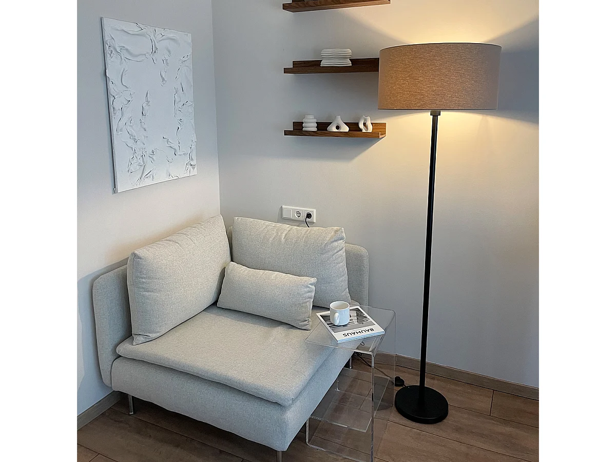 Lampadaire noir avec abat-jour marron clair 50 cm - Simplo