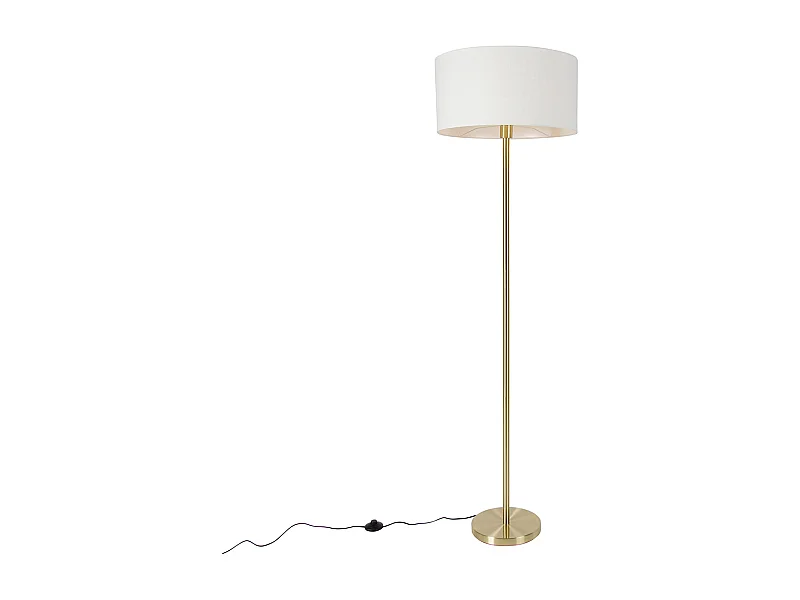Lampadaire en laiton avec abat-jour blanc 50 cm - Simplo