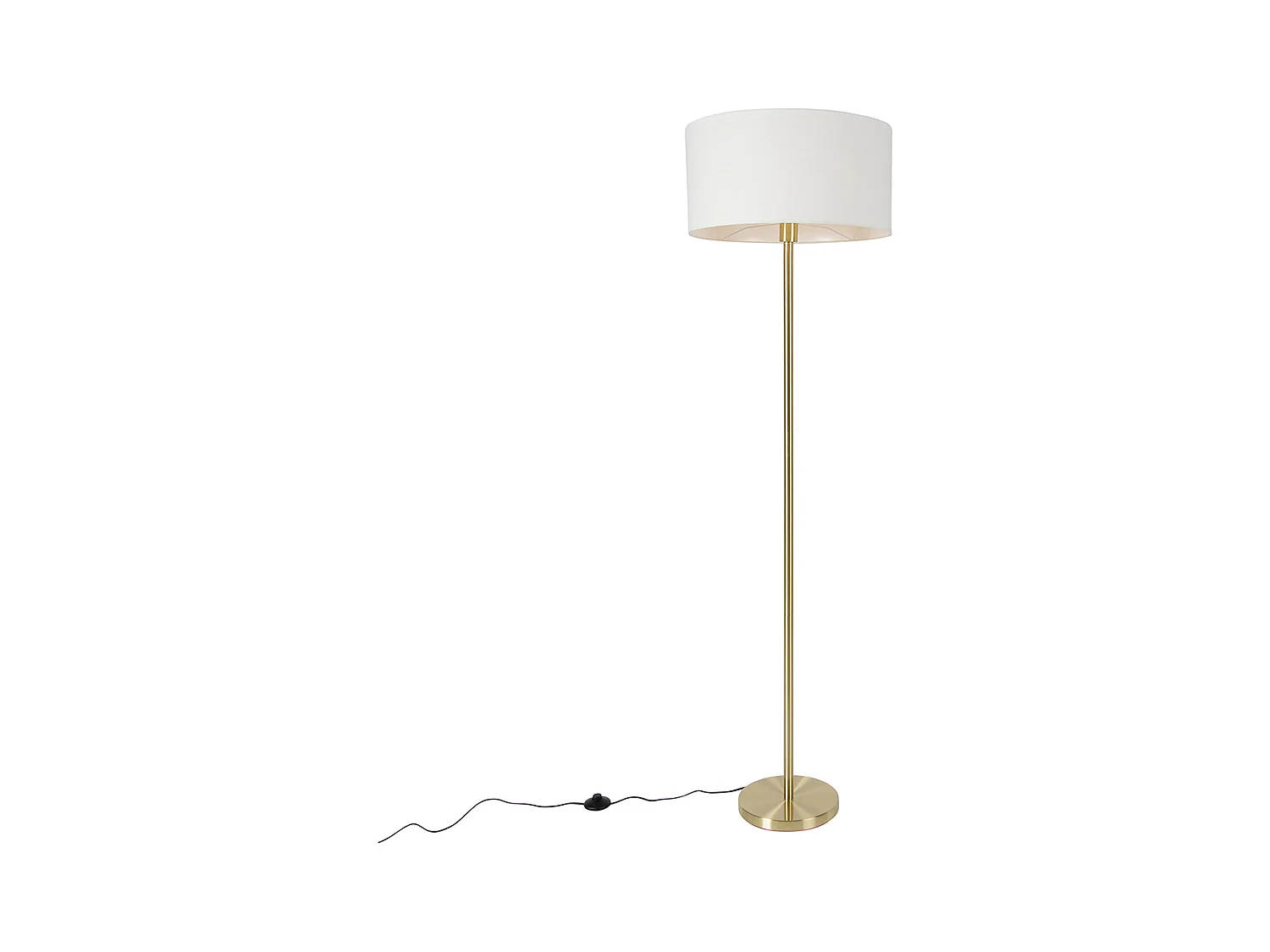 Lampadaire laiton avec abat-jour blanc 50 cm - Simplo