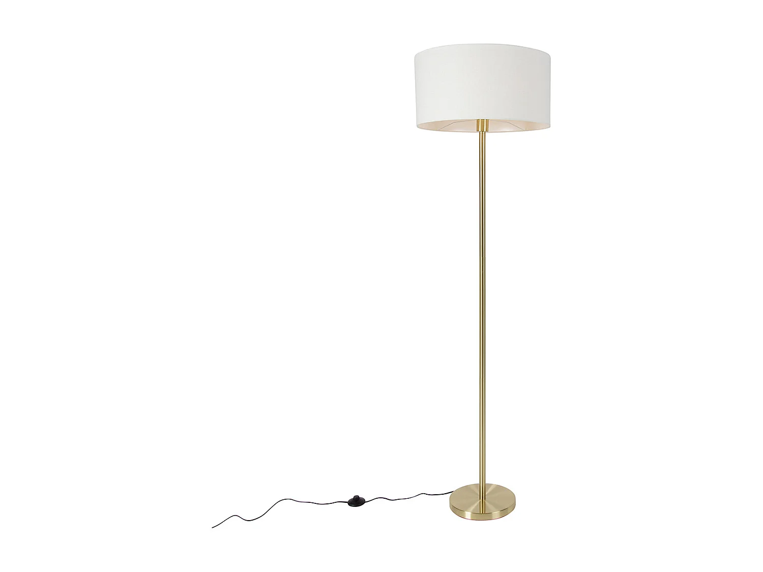 Lampadaire en laiton avec abat-jour blanc 50 cm - Simplo