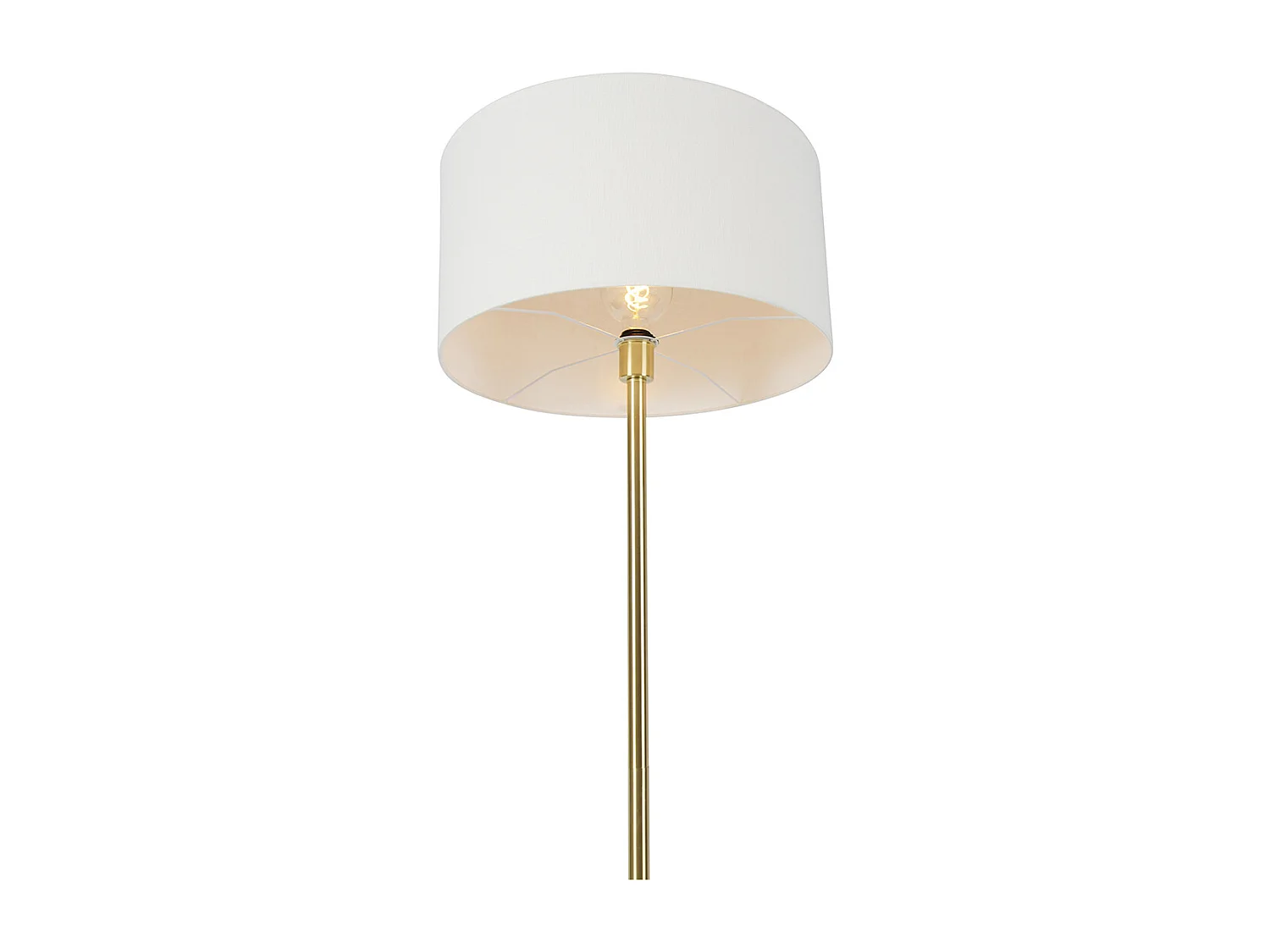 Lampadaire en laiton avec abat-jour blanc 50 cm - Simplo