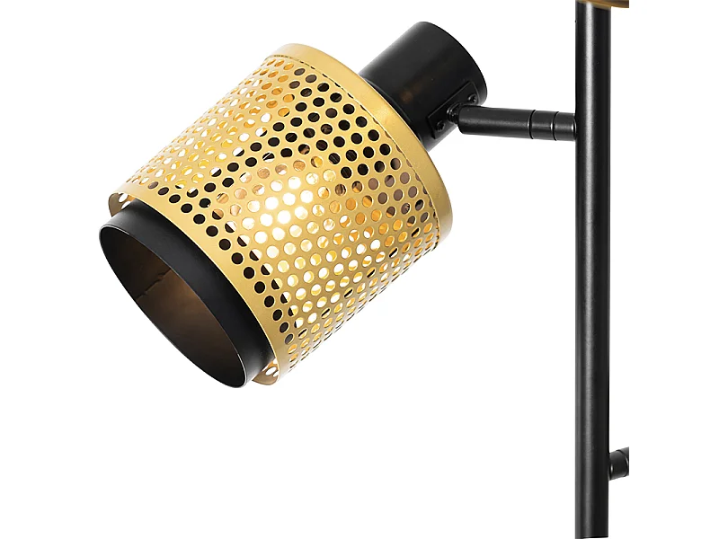 Lampadaire industriel noir doré 3 lumières - Kayden