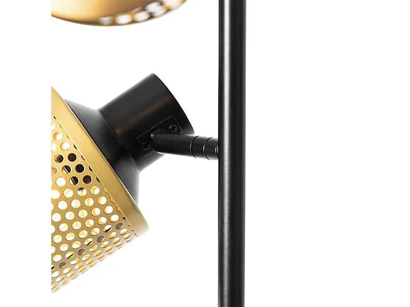 Lampadaire industriel noir doré 3 lumières - Kayden