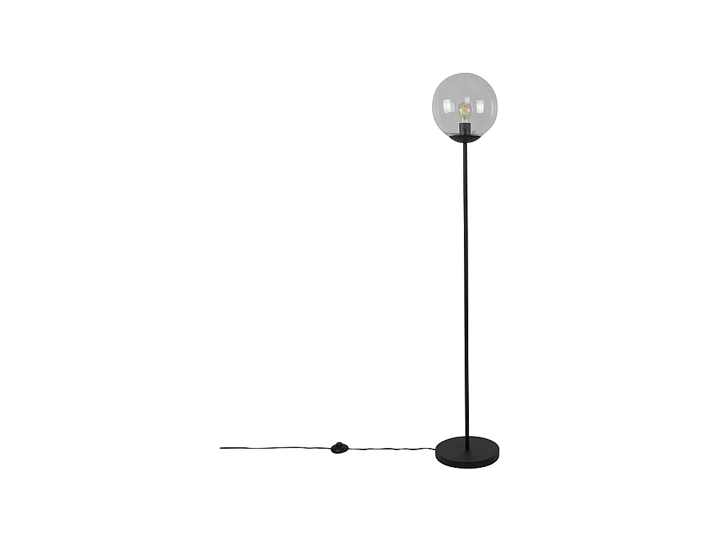 Lampadaire Art Déco noir avec verre transparent - Pallon Mezzi
