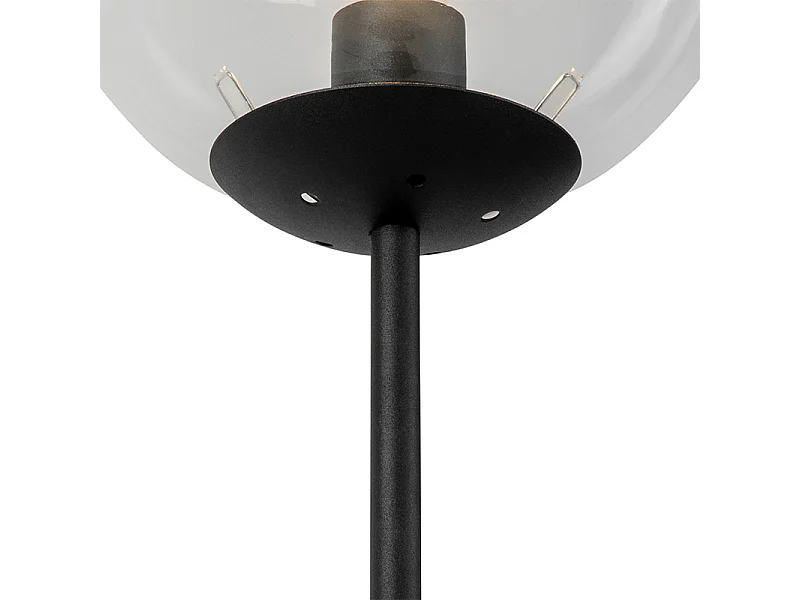 Lampadaire Art Déco noir avec verre transparent - Pallon Mezzi
